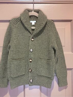 Crewcuts Olive Green Shawl Collar Button-Up Cardigan